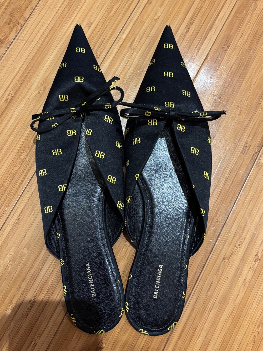 Balenciaga Knife Point with Logo-Print Slip-On Mules